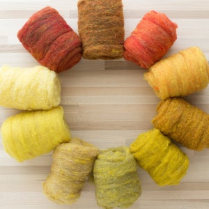 Needle Felting Wool - 1 oz. Felter&#39;s Fleece - Oranges and Yellows - textured heathered batting - You Choose Color