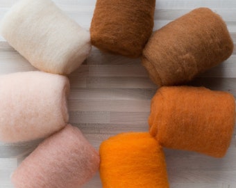 Needle Felting Wool - Felter's Palette - Oranges - 1 oz. carded batts batting - You Choose Color