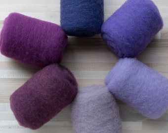 Needle Felting Wool - Felter's Palette - Purples - you choose color - 1 oz. carded batts batting