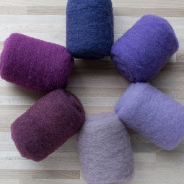 Needle Felting Wool - Felter's Palette - Purples - you choose color - 1 oz. carded batts batting