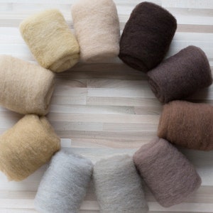 Needle Felting Wool - Felter&#39;s Palette - Browns - 1 oz. carded batts batting - You Choose Color
