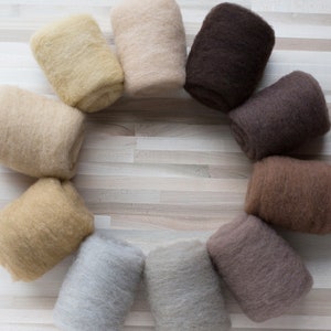 Needle Felting Wool - Felter's Palette - Browns - 1 oz. carded batts batting - You Choose Color