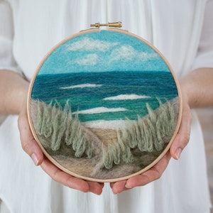 Beach View Needle Felting Kit - beginner friendly - includes video instructions - DIY Craft Gift - Ocean Landscape