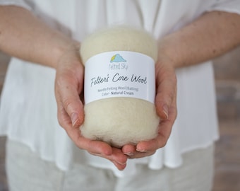 1 once Noyau ouate de laine pour le feutrage à l'aiguille, le feutrage humide ou le rembourrage naturel - rembourrage - fibre domestique américaine de couleur crème