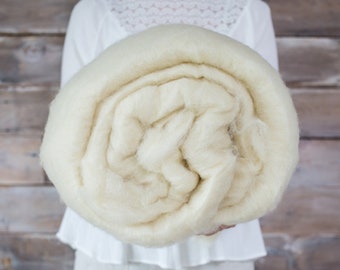 2 lb. Core Wool Batting For Needle Felting, Wet Felting or Natural stuffing - cream colored domestic US fiber