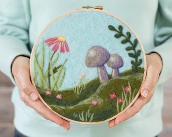 Toadstools Needle Felting Kit - Dani Ives Painting with Wool - Intermediate Craft Gift - has video tutorial