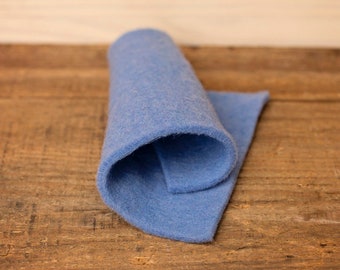 Cornflower Bluegrass Prefelt for needle felting or wet felting - medium blue - domestic wool - handmade on a FeltLOOM