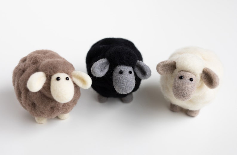 White Sheep Mini Needle Felting Kit Beginner Friendly with video tutorial DIY Craft Gift image 7