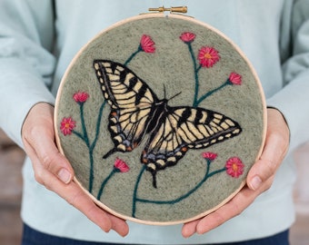 Butterfly Needle Felting Kit - Dani Ives' Painting with Wool - Intermediate Craft Gift - Video Instructions