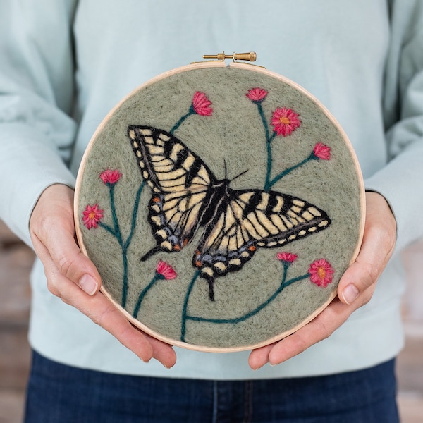 Butterfly Needle Felting Kit - Dani Ives' Painting with Wool - Intermediate Craft Gift - Video Instructions