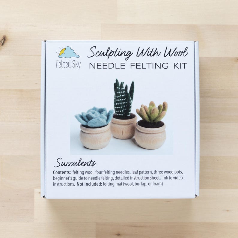 Succulents Needle Felting Kit - beginner friendly - includes video instructions - DIY Craft Gift - potted plants - cacti - cactus image 9