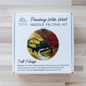 Fall Foliage Needle Felting Kit beginner friendly includes video instructions DIY Craft Gift Autumn Landscape image 7