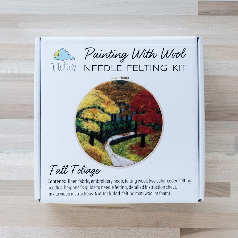 Fall Foliage Needle Felting Kit beginner friendly includes video instructions DIY Craft Gift Autumn Landscape image 7