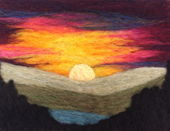 Mountain Sunset Needle Felting Kit Landscape Feltscape Wool Image 0