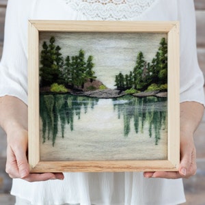Lake Reflections Needle Felting Kit - DIY craft fine art gift - includes video instructions - landscape painting with wool