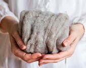 Wool Batting for Needle Felting or Wet Felting - 1 oz. Suede, a medium gray - Harrisville Fleece