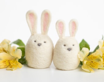 Bunny Friends Mini Needle Felting Kit - Easter or Spring DIY Craft Gift - beginner friendly - has video tutorial - wool rabbits