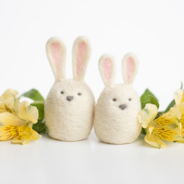 Bunny Friends Mini Needle Felting Kit - Easter or Spring DIY Craft Gift - beginner friendly - has video tutorial - wool rabbits