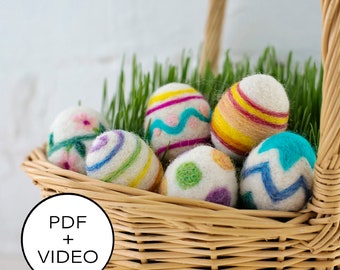 Easter Eggs Needle Felting Tutorial - PDF Pattern - Instant Download - Includes Video Instructions - Beginner Friendly