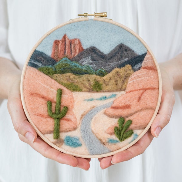 Desert Trail Needle Felting Kit - beginner friendly - includes video instructions - DIY Craft Gift - Southwest Landscape