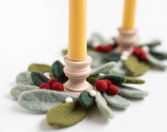 Festive Candle Rings Needle Felting Kit - DIY Christmas Holiday Decor - Beginner Friendly - Craft Gift - has video instructions