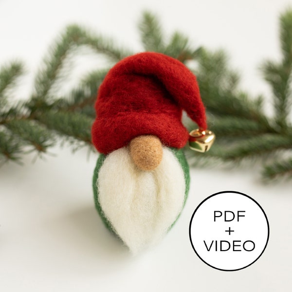 Samouczek filcowania igłowego krasnala bożonarodzeniowego – wzór w formacie PDF – natychmiastowe pobranie – zawiera instrukcje wideo – przyjazny dla początkujących