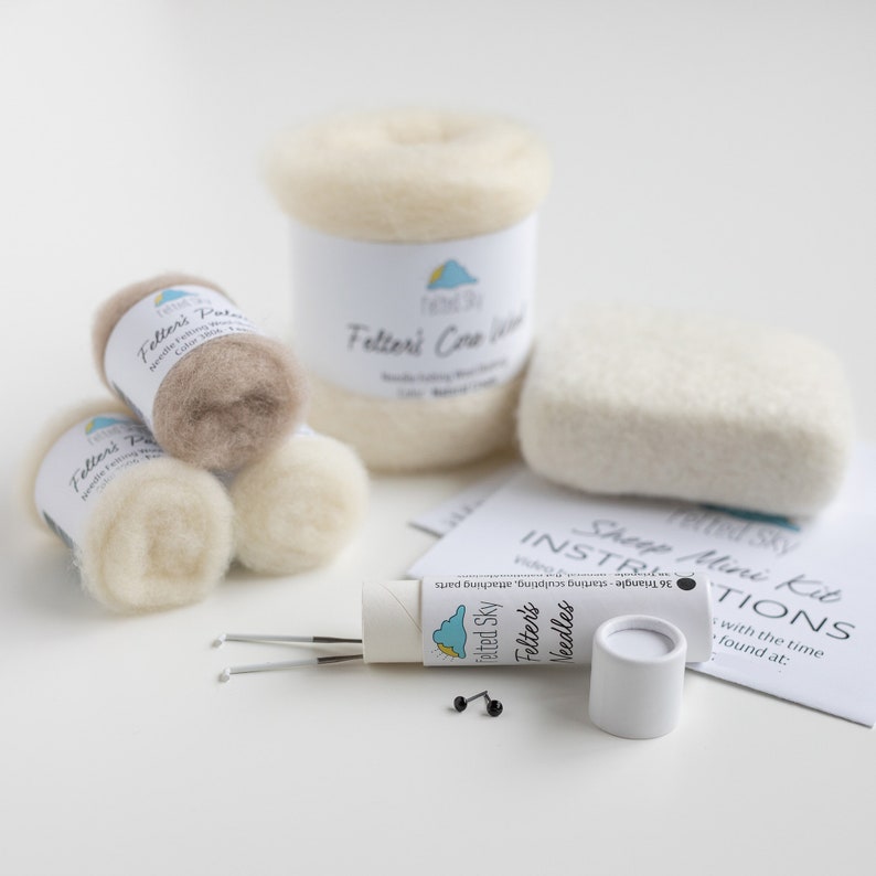 White Sheep Mini Needle Felting Kit Beginner Friendly with video tutorial DIY Craft Gift image 4