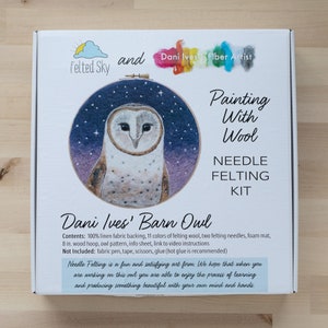 Barn Owl Needle Felting Kit Intermediate Craft Kit Dani Ives' Painting with Wool video instructions image 6
