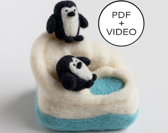 Penguin Playground Needle Felting Tutorial - PDF Pattern - Instant Download - Includes Video Instructions - Beginner Friendly