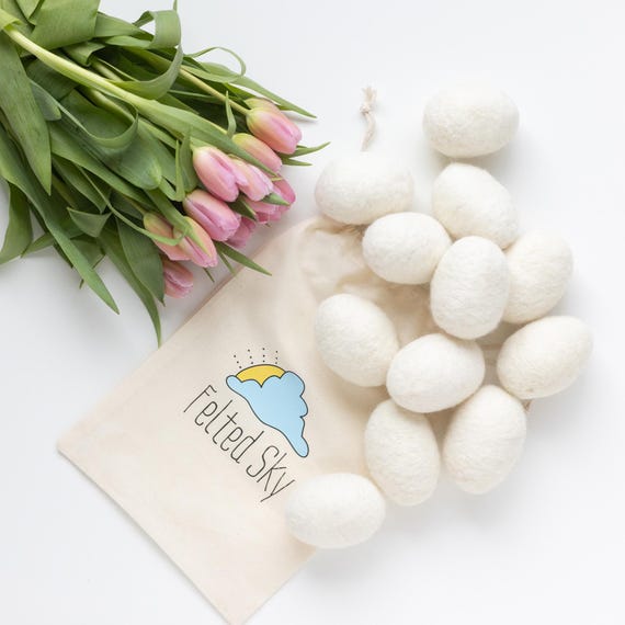 Wool Egg Blanks for Needle Felting - set of half dozen or one dozen white - DIY Spring Craft