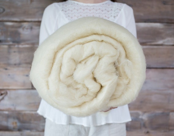 2 lb. Core Wool Batting For Needle Felting, Wet Felting or Natural stuffing - cream colored domestic US fiber