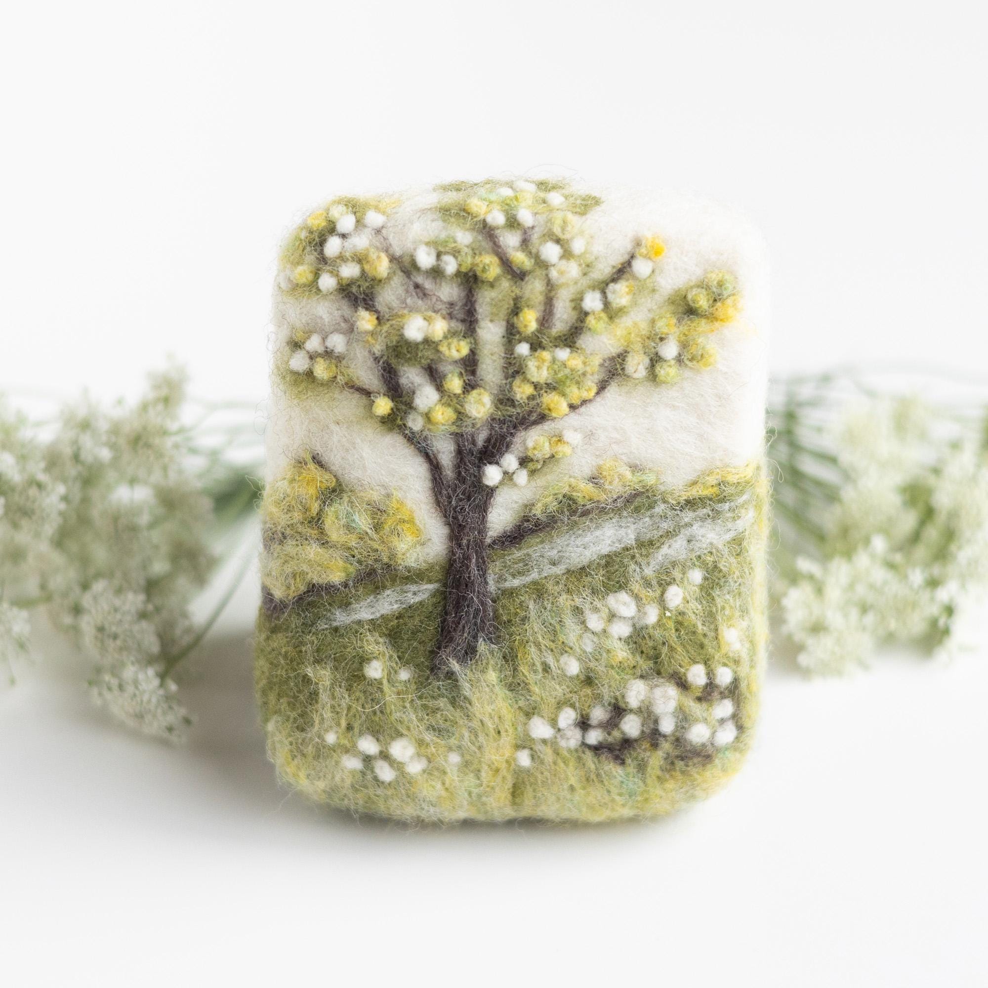 Frühlingsblüten Mini Nadelfilzset - Wolle Naturmalerei - Anfängerfreundlich mit Videoanleitungen - DIY Bastelgeschenk