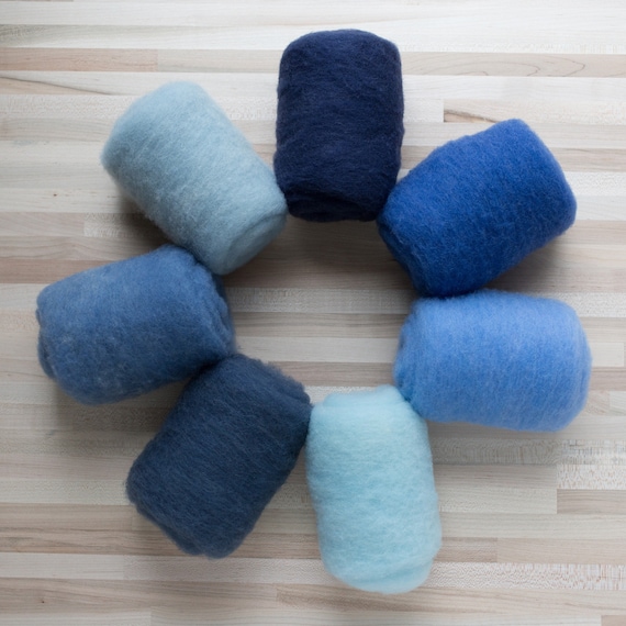 Needle Felting Wool - Felter's Palette - Blues - 1 oz. carded batts batting  - You Choose Color