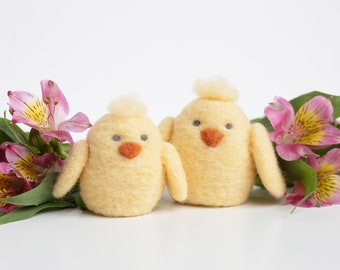 Chick Friends Mini Needle Felting Kit - Easter or Spring DIY Craft Gift - beginner friendly - has video tutorial - felted wool