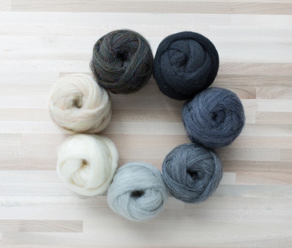 Needle Felting Roving 1 Oz. Felter's Flowing Wool Grays Black Cream You  Choose Color 