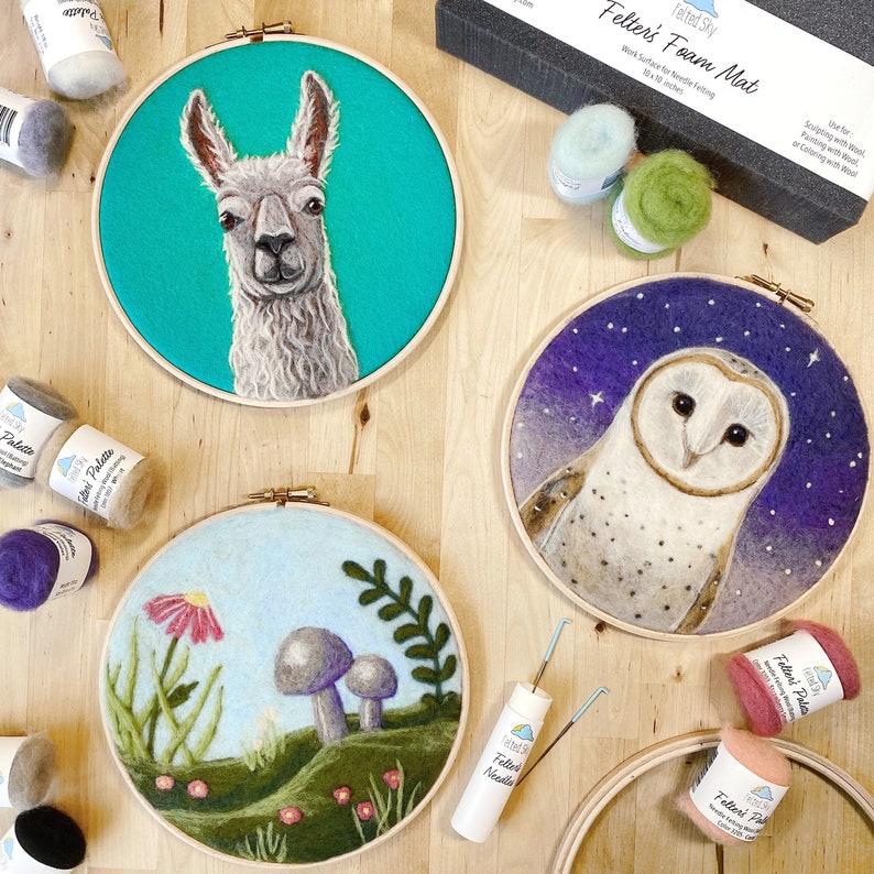 Barn Owl Needle Felting Kit Intermediate Craft Kit Dani Ives' Painting with Wool video instructions image 7