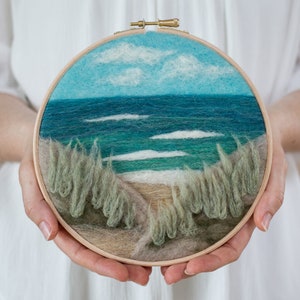 Beach View Needle Felting Kit - beginner friendly - includes video instructions - DIY Craft Gift - Ocean Landscape