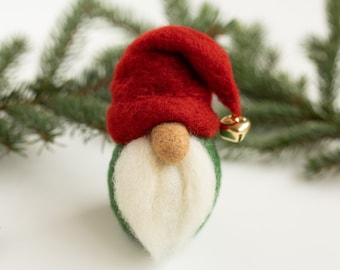 Christmas Gnome Mini Needle Felting Kit - beginner holiday craft kit - video instructions - DIY Gift - sculpting with wool