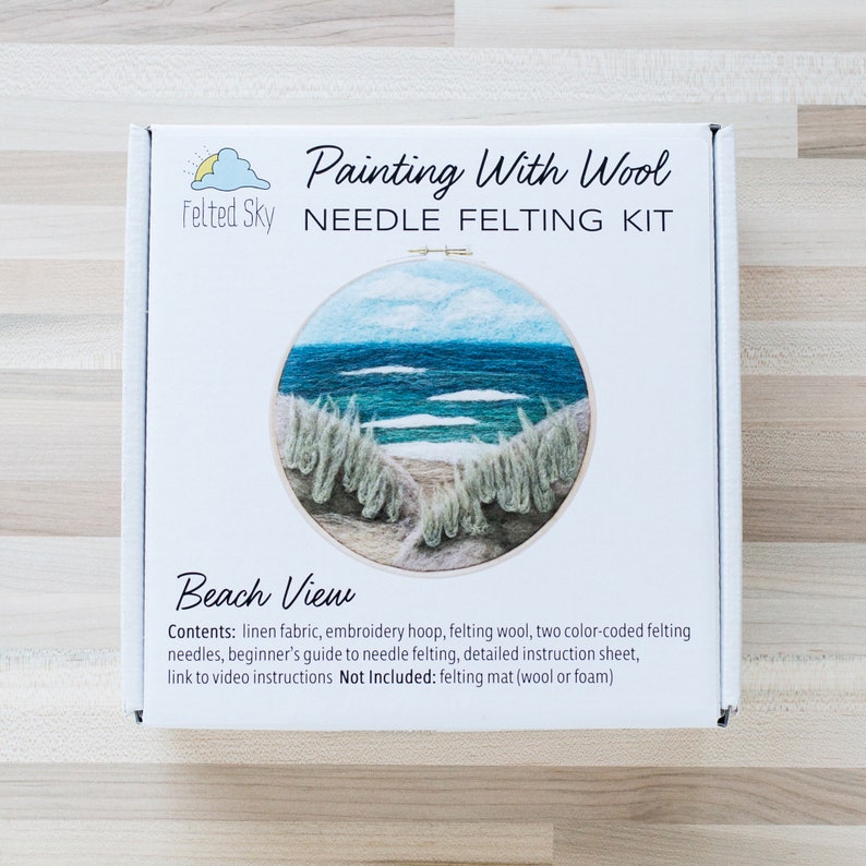 Beach View Needle Felting Kit beginner friendly includes video instructions DIY Craft Gift Ocean Landscape image 9