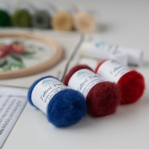 Holiday Bouquet Needle Felting Kit beginner friendly Coloring with Wool DIY Craft Gift Christmas decoration hoop art image 5