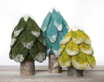 Evergreen Trees Needle Felting Kit - beginner friendly - includes video instructions - DIY Craft Gift - Holiday Christmas