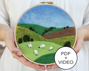 Grazing Sheep Needle Felting Tutorial - PDF Pattern - Instant Download - Includes Video Instructions - Beginner Friendly