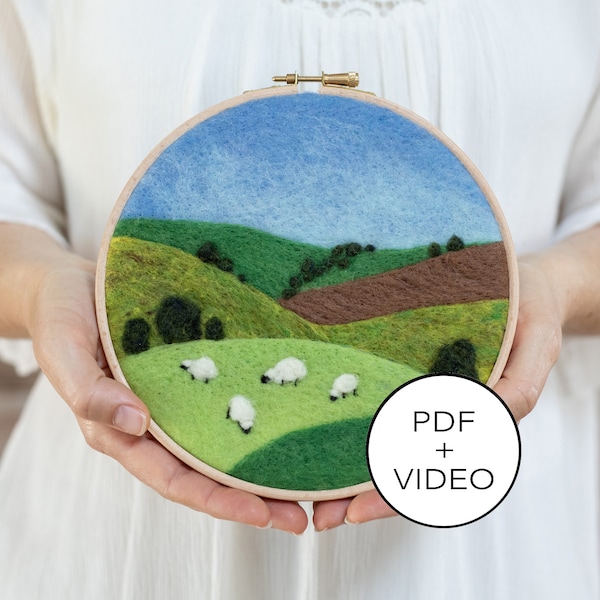 Grazing Sheep Needle Felting Tutorial - PDF Pattern - Instant Download - Includes Video Instructions - Beginner Friendly