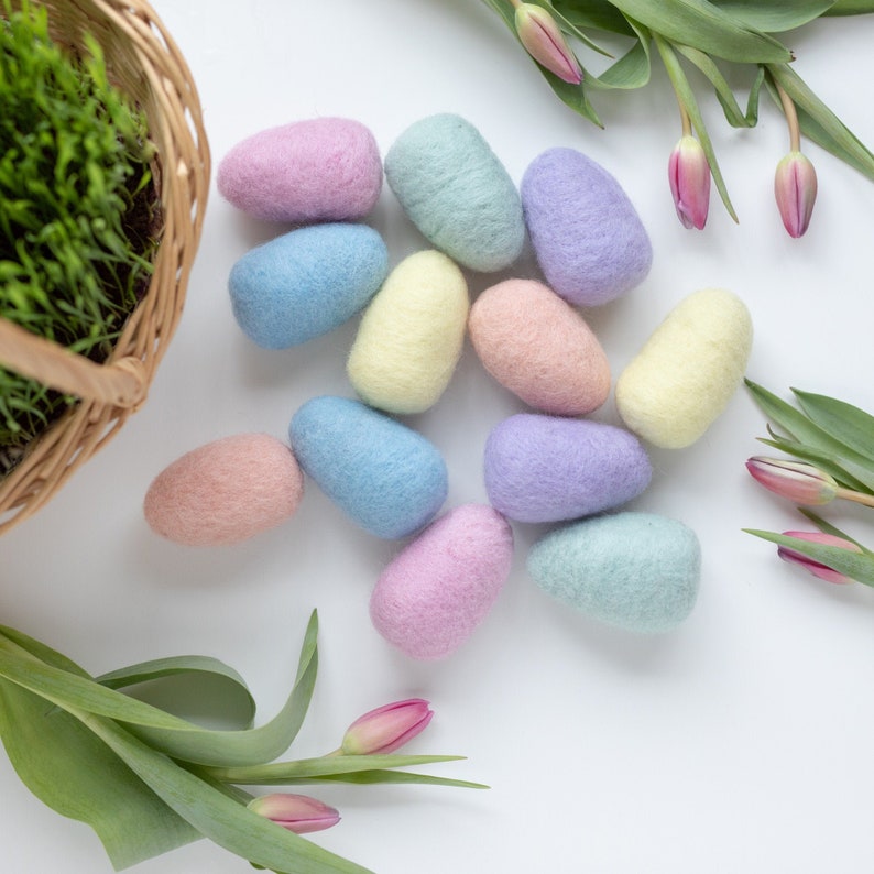 Be super welcome Wool Egg Blanks for Needle Felting - set pastel Overseas parallel import regular item rainb of 1 dozen