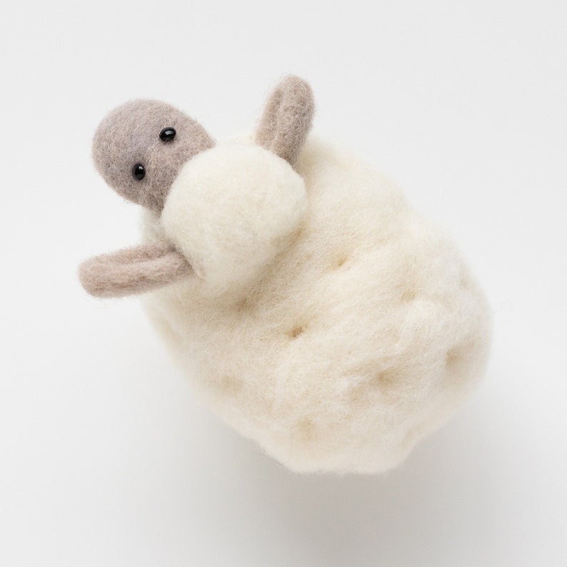 White Sheep Mini Needle Felting Kit Beginner Friendly with video tutorial DIY Craft Gift image 3