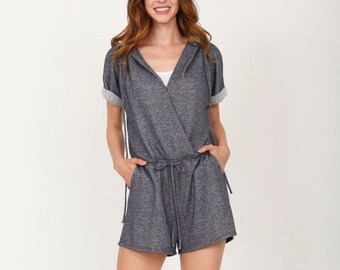 French Terry Romper With Hood_Plus