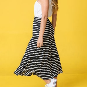 Tiered Stipe Midi Skirt 3 Colors S to 3X Plus image 1