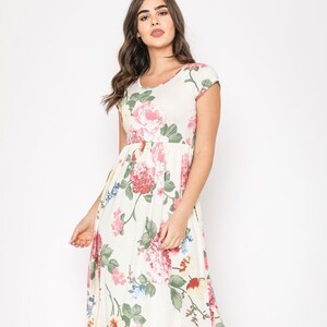 Ivory Rose Garden Raglan Cap Sleeve Maxi Dress - Etsy