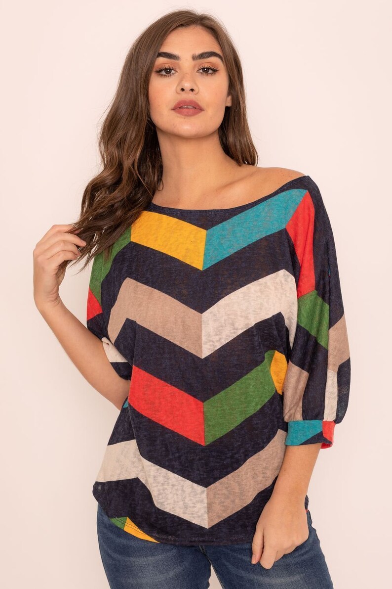 Mustard /& Red Chevron Dolman Tunic