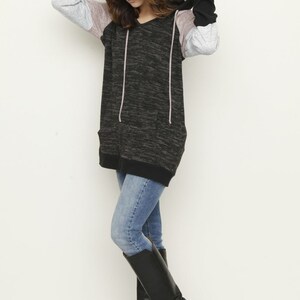 Color Block Sleeve Hoodie with Kangaroo Pocket image 5